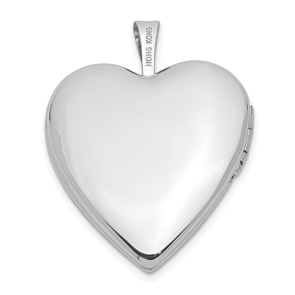 14K Yellow Gold 20mm White Gold Side Swirls w/ Diamond Heart Locket 25x20mm