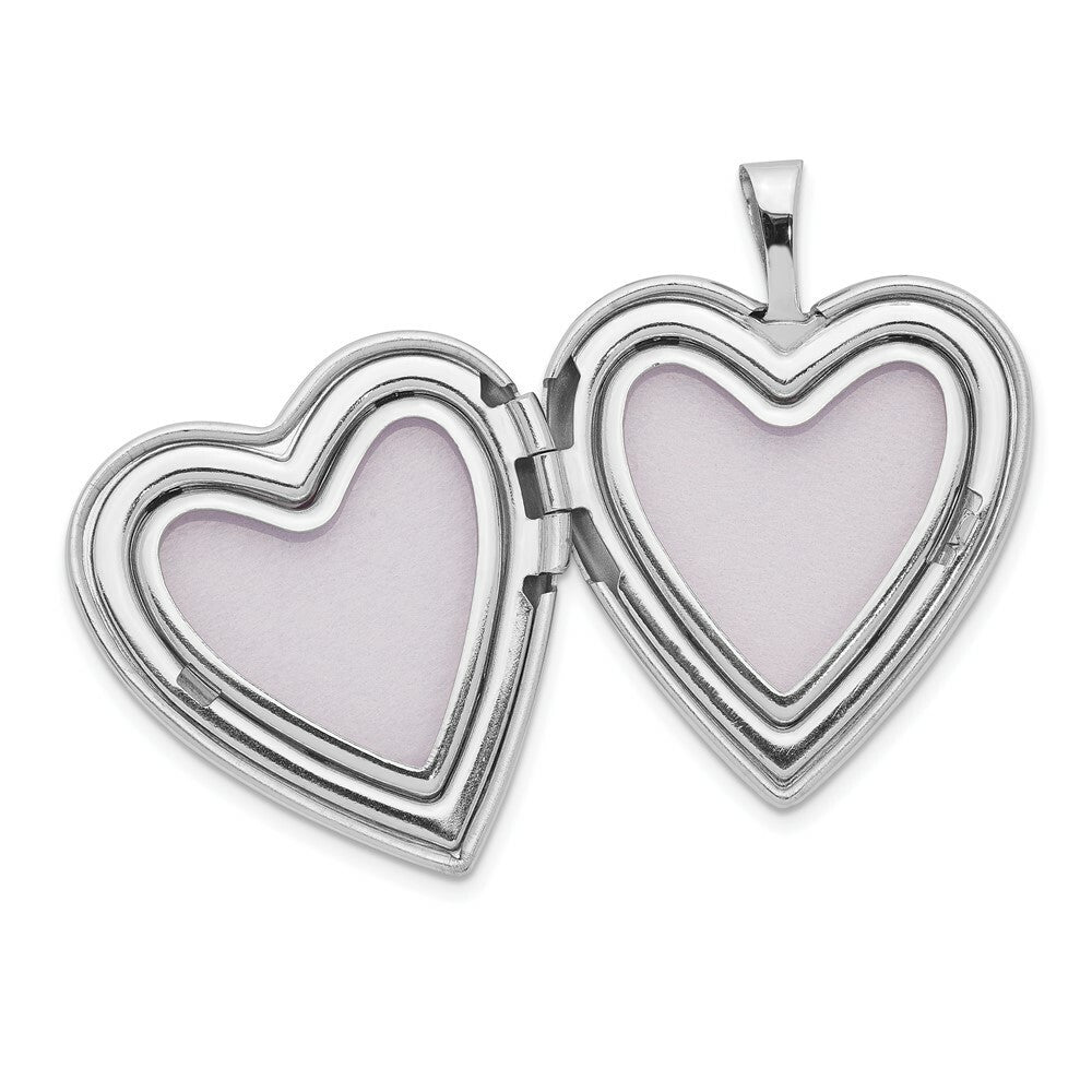 14K Yellow Gold 20mm White Gold Side Swirls w/ Diamond Heart Locket 25x20mm