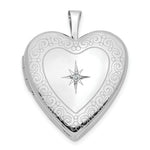 Load image into Gallery viewer, 14K Yellow Gold 20mm White Gold Side Swirls w/ Diamond Heart Locket 25x20mm
