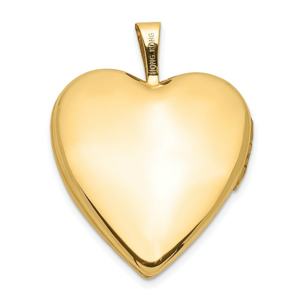 14K Yellow Gold 20mm Flower Vine Border Heart Locket 25x20mm