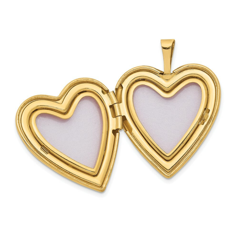 14K Yellow Gold 20mm Flower Vine Border Heart Locket 25x20mm