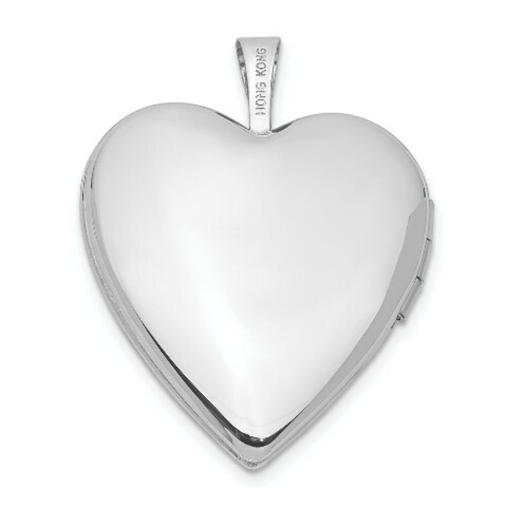 14K White Gold 20mm Flower Vine Border Heart Locket 25x20mm