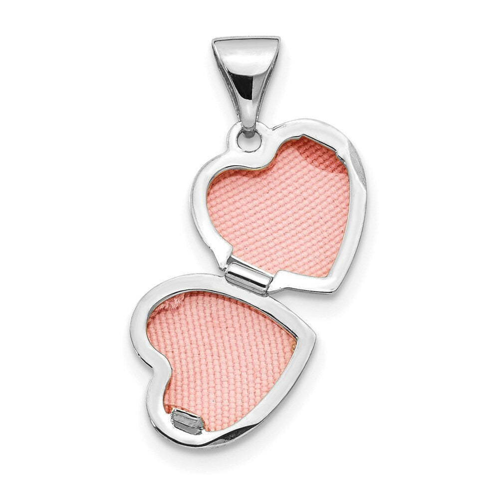 14K White Gold Polished Heart-Shaped Scrolled Locket 15x10mm