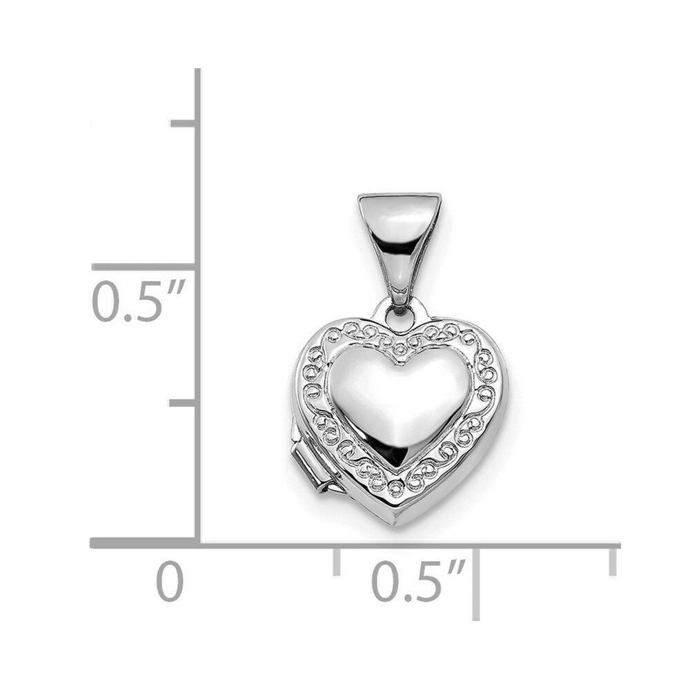14K White Gold Polished Heart-Shaped Scrolled Locket 15x10mm