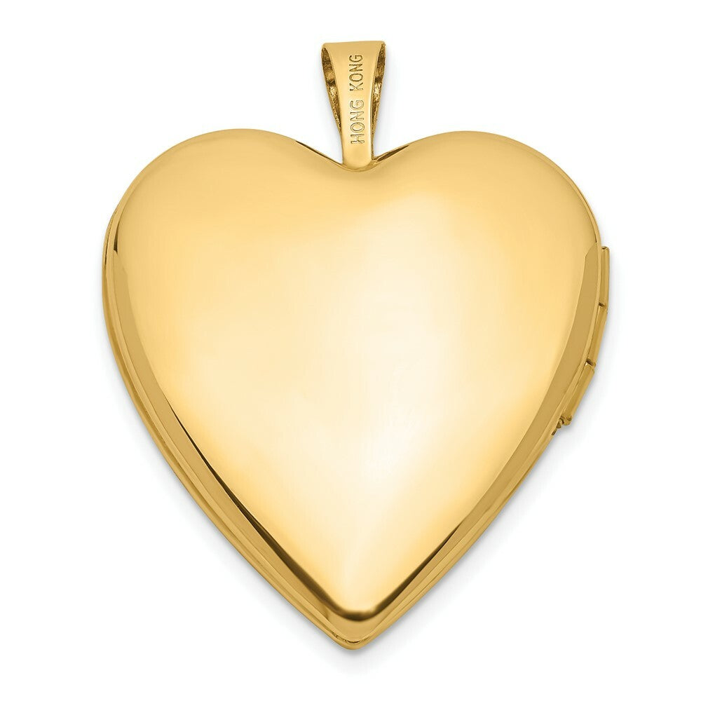 14K Yellow Gold 20mm Enamel Rose I Love You Heart Locket 24x20mm