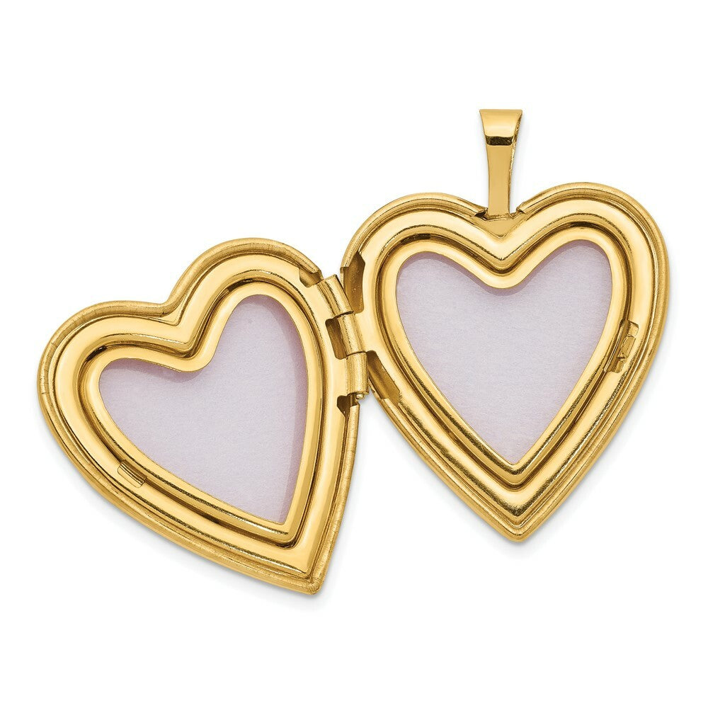 14K Yellow Gold 20mm Enamel Rose I Love You Heart Locket 24x20mm