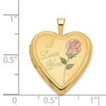 Load image into Gallery viewer, 14K Yellow Gold 20mm Enamel Rose I Love You Heart Locket 24x20mm
