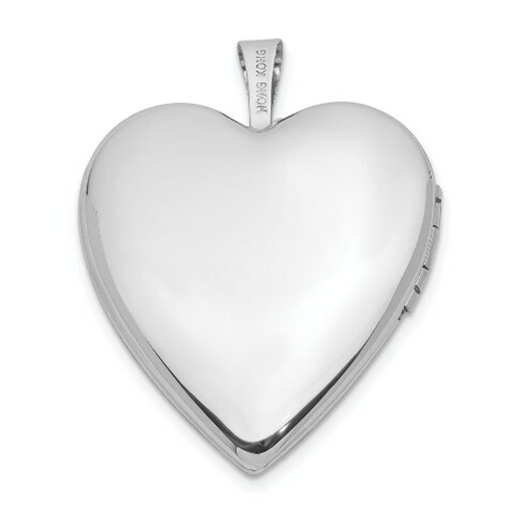 14K Yellow Gold 20mm White Gold Enamel Rose I Love You Heart Locket 24x20mm