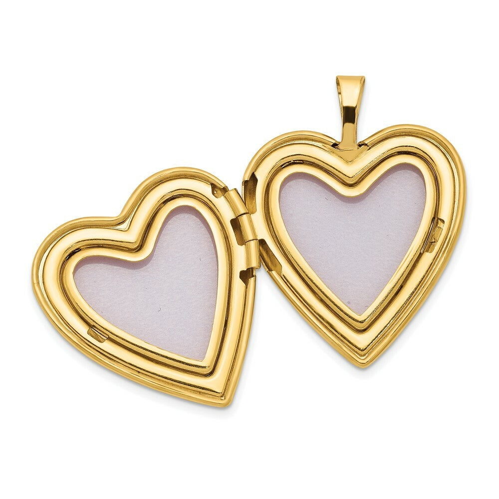 14K Yellow Gold 20mm Enamel Rose Heart Locket 24x20mm