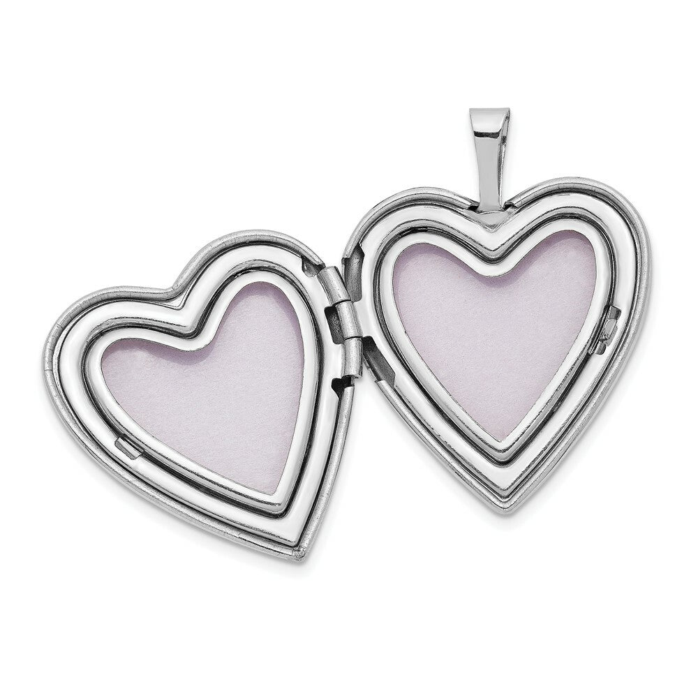 14K Yellow Gold 20mm White Gold Mom w/ Hearts Heart Locket 24x20mm