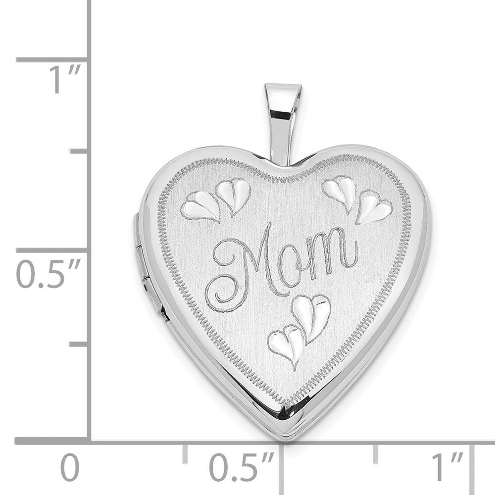 14K Yellow Gold 20mm White Gold Mom w/ Hearts Heart Locket 24x20mm