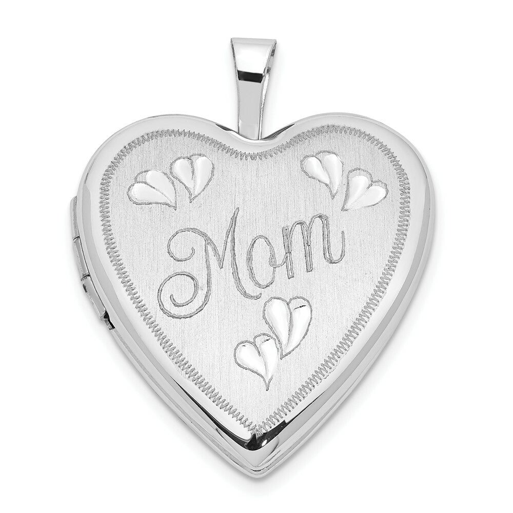 14K Yellow Gold 20mm White Gold Mom w/ Hearts Heart Locket 24x20mm