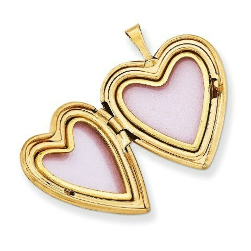14K Yellow Gold 20mm Enamel Flowers Mom Heart Locket 24x20mm