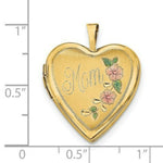 Load image into Gallery viewer, 14K Yellow Gold 20mm Enamel Flowers Mom Heart Locket 24x20mm

