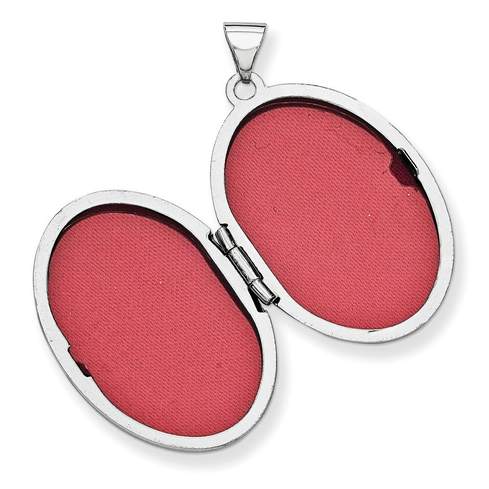 14K White Gold Scroll Oval Locket 26x20mm