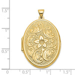 Load image into Gallery viewer, 14K Yellow Gold 32mm Oval Flower With Scrolls Locket 32x25mm
