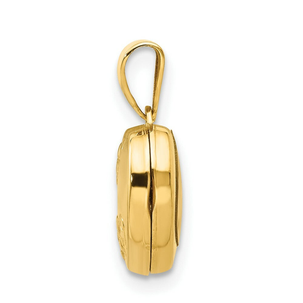 14K Yellow Gold Floral Heart Locket 15x10mm