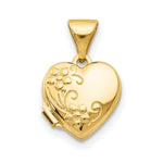Load image into Gallery viewer, 14K Yellow Gold Floral Heart Locket 15x10mm
