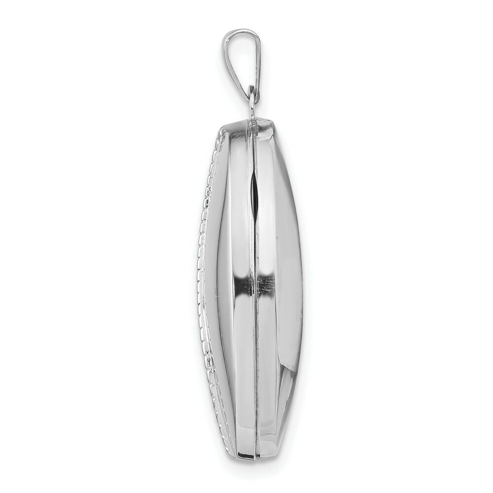 14K White Gold 26mm Oval 1/2 Hand Engraved Locket 26x20mm