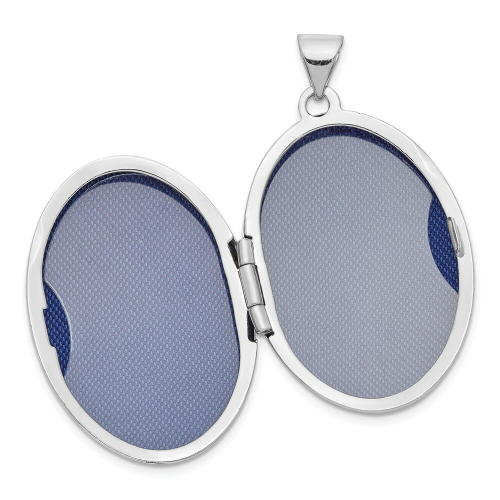 14K White Gold 26mm Oval 1/2 Hand Engraved Locket 26x20mm