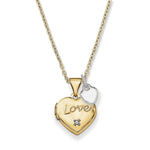 Load image into Gallery viewer, 14K Two-tone Gold 12mm Heart with Diamond Locket and Heart Charm 12x12mm

