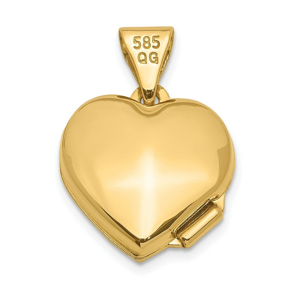 14K Yellow Gold 12mm Heart with Diamond Locket 12x12mm