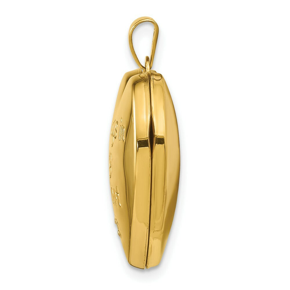 14K Yellow Gold 21mm Heart with Diamond Locket (Heart Charm Inside Locket) 21x22mm