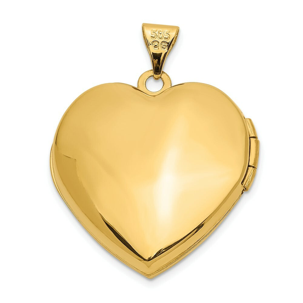 14K Yellow Gold w/Rhodium 21mm Heart Locket (Key Charm Inside Locket) 21x21mm
