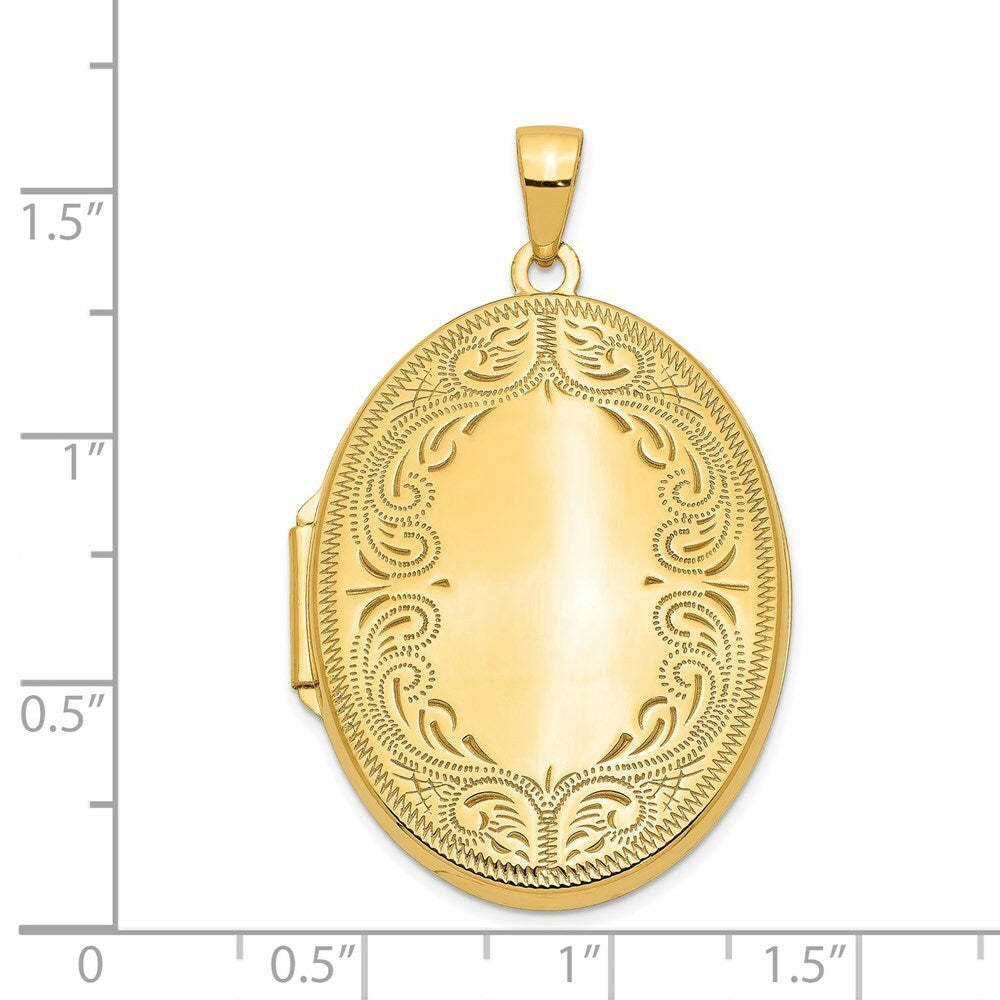 14K Yellow Gold 31mm Oval Scroll Locket 31x25mm