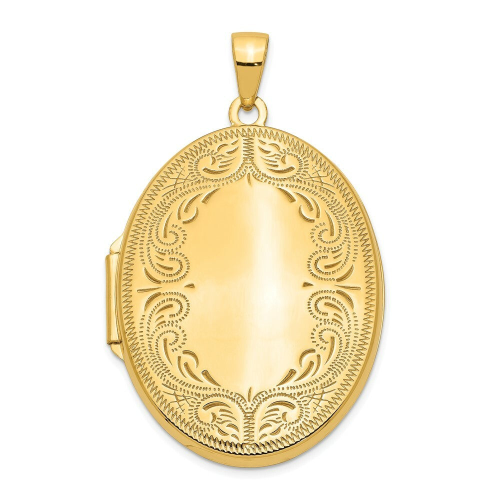 14K Yellow Gold 31mm Oval Scroll Locket 31x25mm