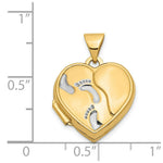 Load image into Gallery viewer, 14K Yellow Gold w/Rhodium 15mm Heart Foot Prints Locket 15x15mm
