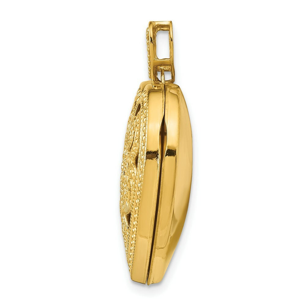 14K Yellow Gold 24mm Heart w/Diamond Vintage Locket 24x25mm