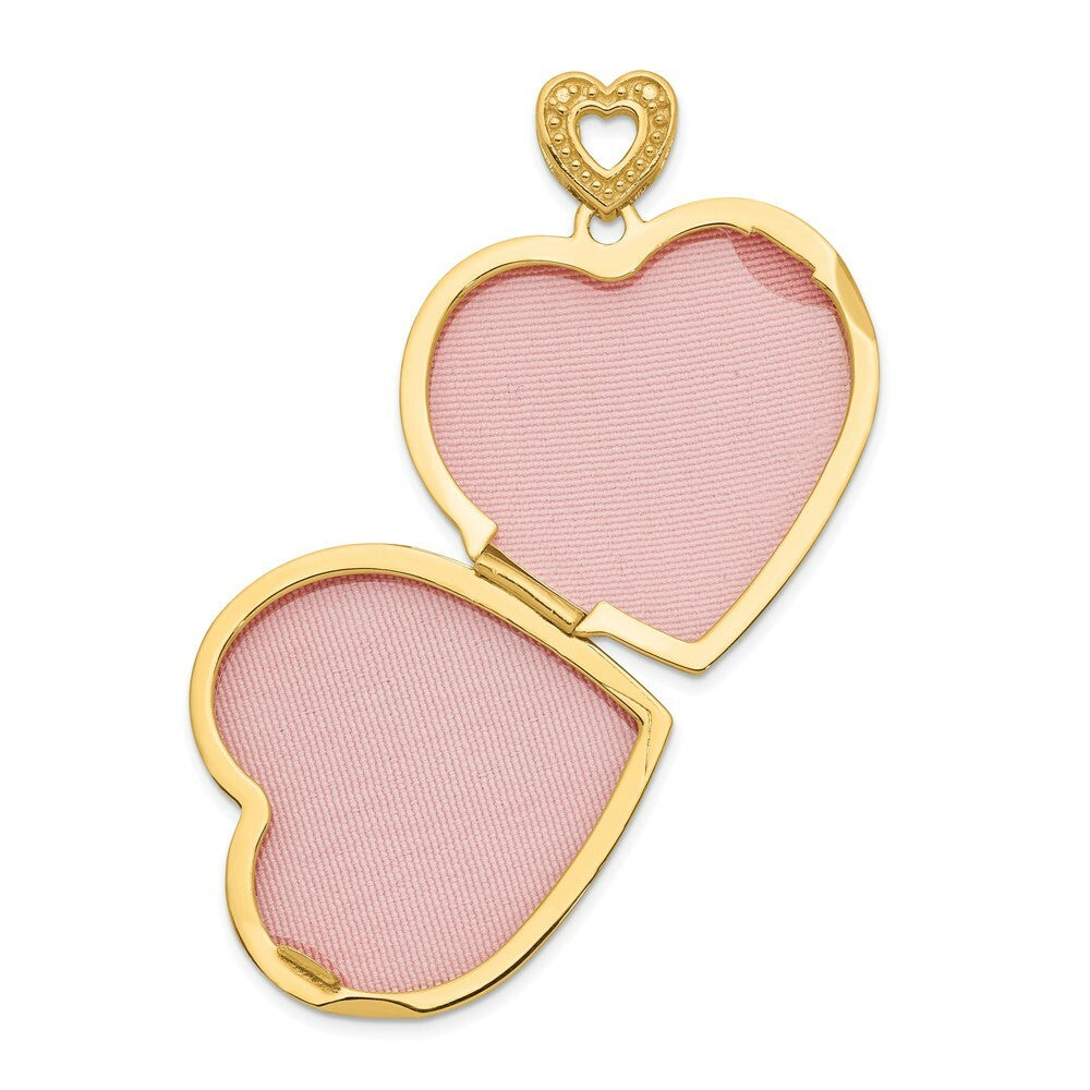 14K Yellow Gold 24mm Heart w/Diamond Vintage Locket 24x25mm