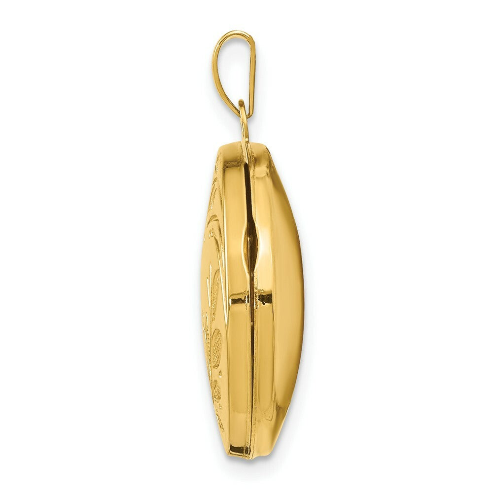14K Yellow Gold 20mm Round Leaf Floral Locket 20x20mm