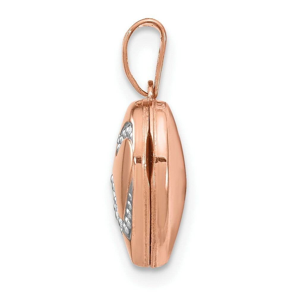 14K Rose Gold w/Rhodium 12mm Heart Locket