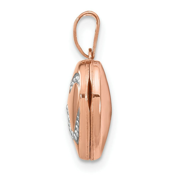 14K Rose Gold w/Rhodium 12mm Heart Locket