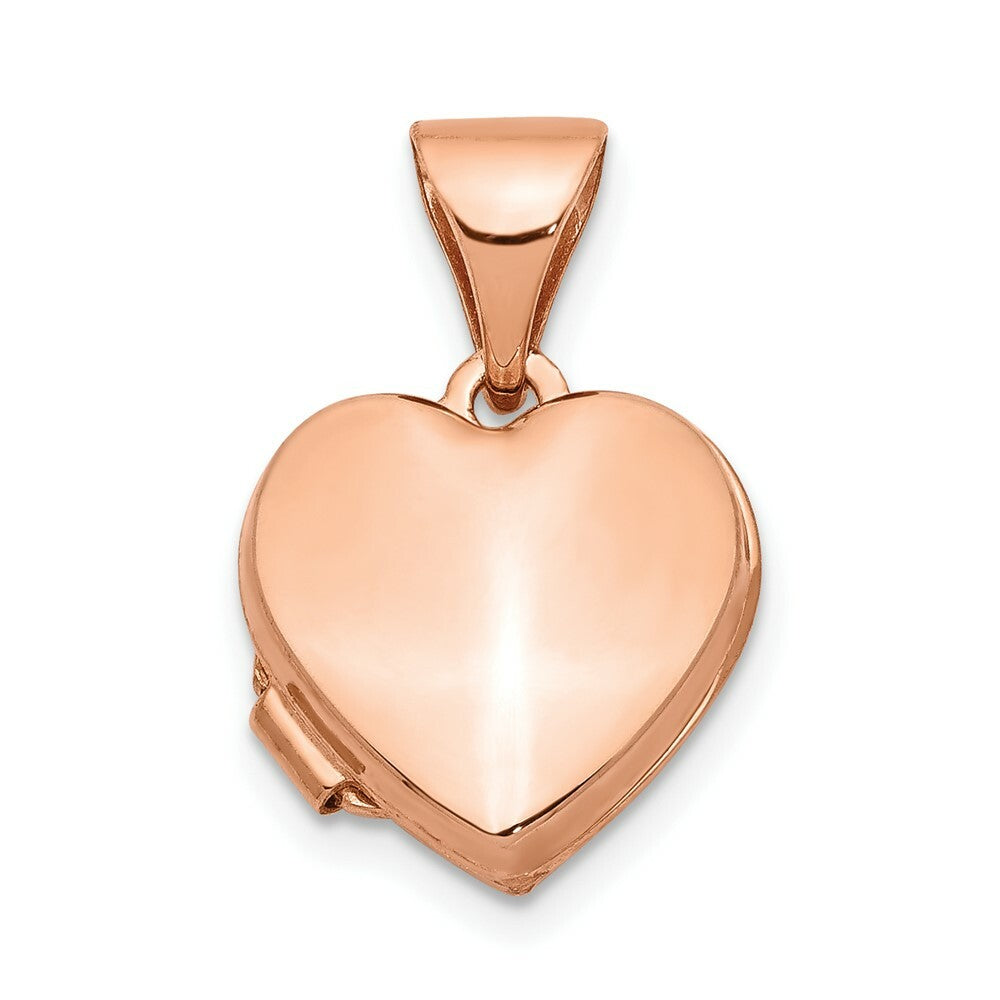 14K Rose Gold 10mm Plain Heart Locket