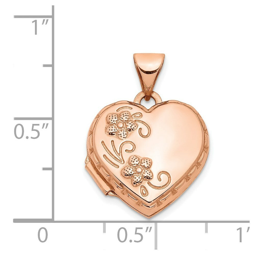 14K Rose Gold 15mm Domed Heart Locket