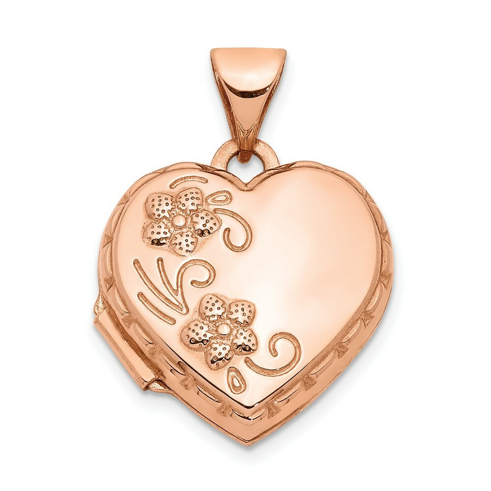 14K Rose Gold 15mm Domed Heart Locket