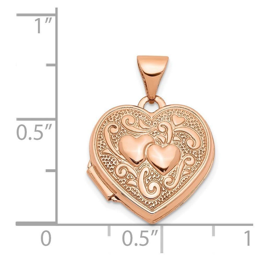 14K Rose Gold 15mm Heart Locket