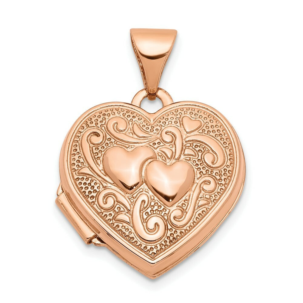 14K Rose Gold 15mm Heart Locket