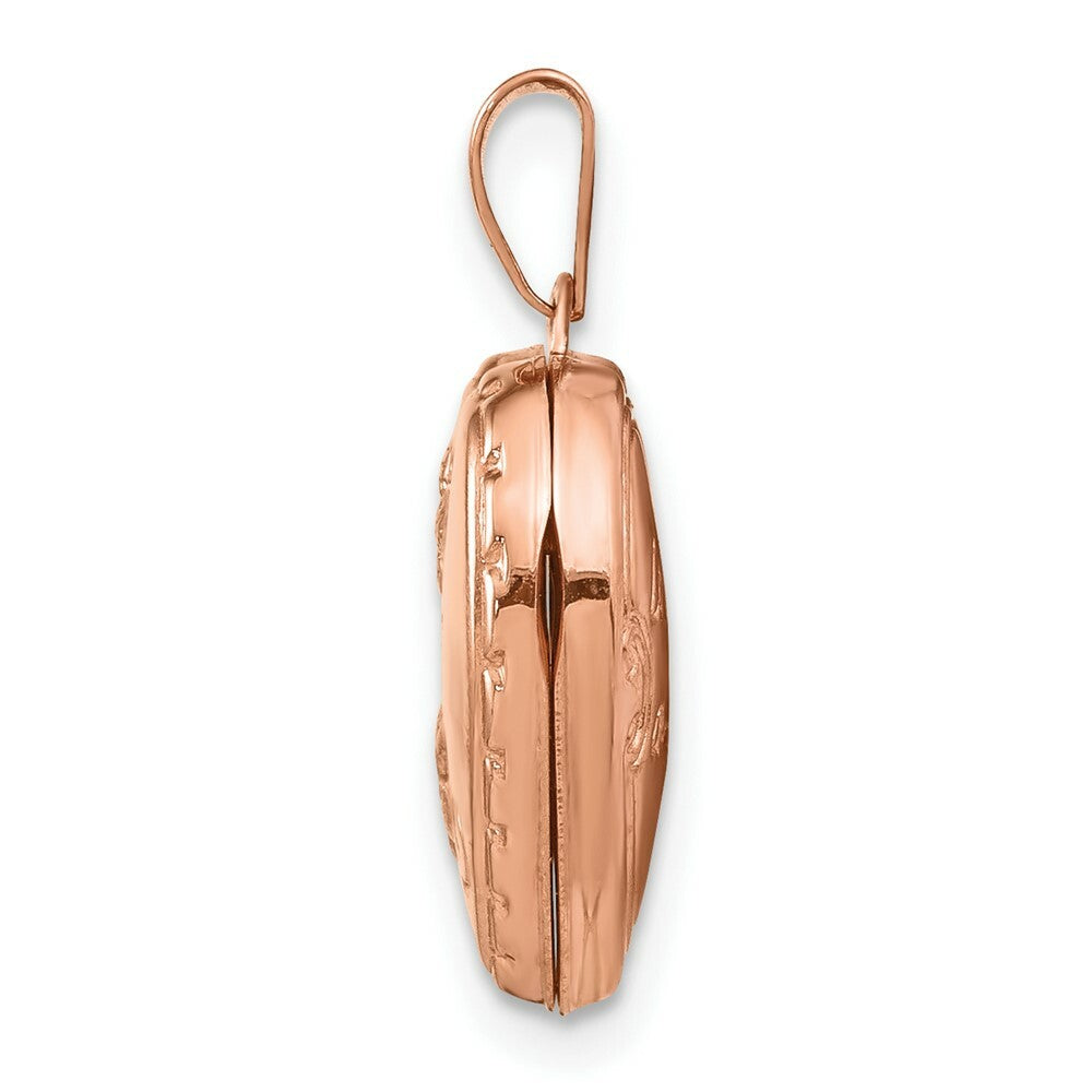 14K Rose Gold 15mm Reversible Heart Locket