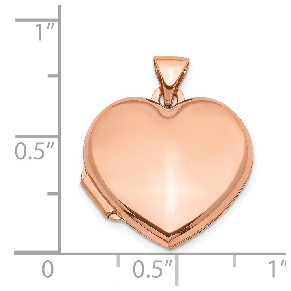 14K Rose Gold 18mm Domed Heart Locket