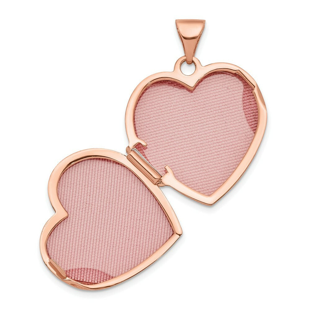 14K Rose Gold 18mm Scrolled Love you always Heart Locket
