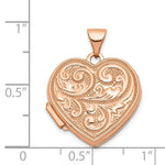 Load image into Gallery viewer, 14K Rose Gold 18mm Scrolled Love you always Heart Locket
