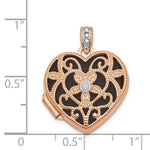 Load image into Gallery viewer, 14K Rose Gold 18mm Vintage Heart w/Diamond blk interior Locket
