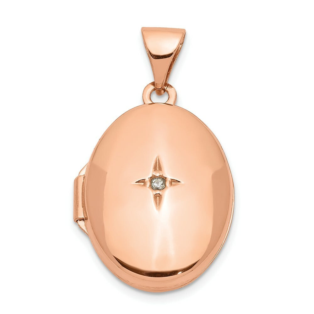 14K Rose Gold 17mm Diamond Locket