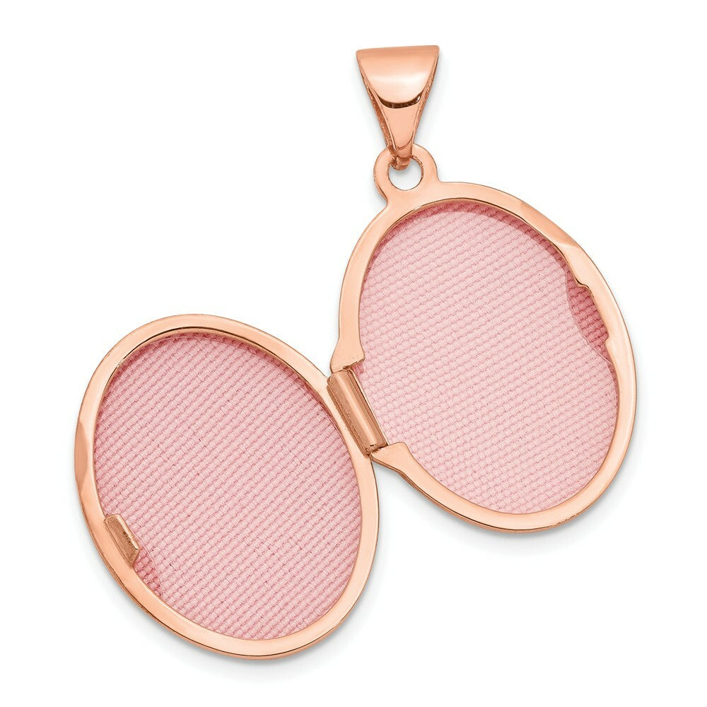 14K Rose Gold 17mm Scroll Oval Locket