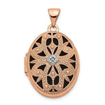 Load image into Gallery viewer, 14K Rose Gold 21mm Oval w/Diamond Vintage Black Interior Locket
