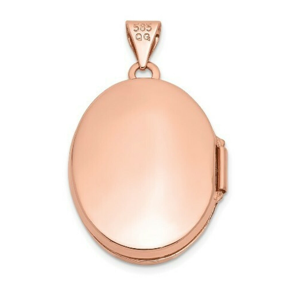 14K Rose Gold 21mm Oval w/Diamond Vintage Black Interior Locket